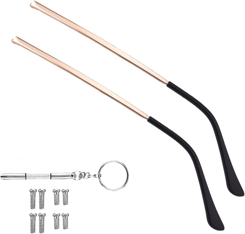 OPUGIT Metal Glasses Replacement Temple, Eyeglass Arms Legs Replacement, Glasses Repair Kit Universal Eyeglasses Replacement, DIY Temples for Glasses with Screws(1 Pair, Rose Gold) - Image 1